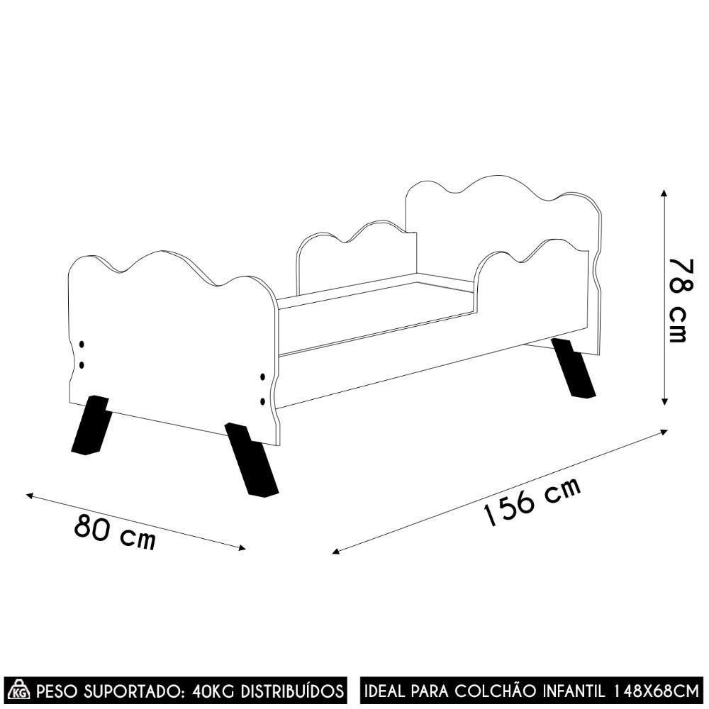 Mini Cama Infantil 148x68cm Proteção Lateral Vivi Rose Z53 - Mpozenato - 4