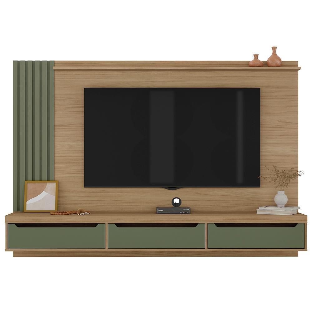 Painel TV 75 Polegadas E Bancada Suspensa Vale Carvalho Menta A09 - Mpozenato - 6