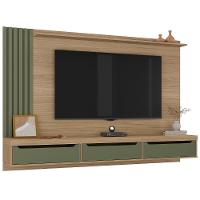 Painel TV 75 Polegadas E Bancada Suspensa Vale Carvalho Menta A09 - Mpozenato - 2