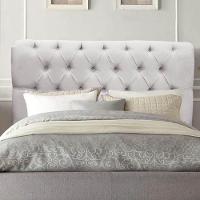 Cabeceira Estofada Cama Box Queen 160cm París Veludo Cinza Claro- Mabe Magazine - 1