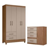 Guarda Roupa Solteiro Chile E Cômoda Vênus Carvalho Fendi - Moval - 1