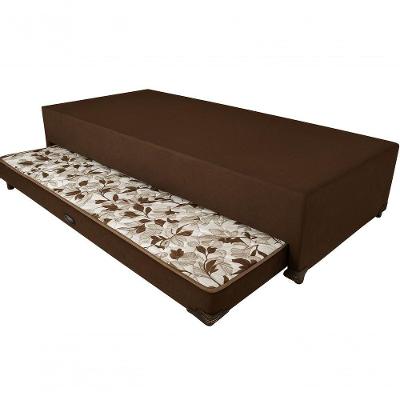 Cama Box Solteiro Com Auxiliar Espuma Semi Ortopédica Suede 88x188 Cor:marrom