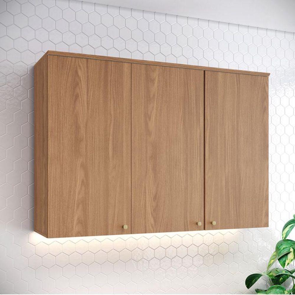 Armário Aéreo 3 Portas 120 Cm Ambiente Requinte Nature - Henn - 2