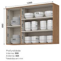 Armário Aéreo 3 Portas 120 Cm Ambiente Requinte Nature - Henn - 4