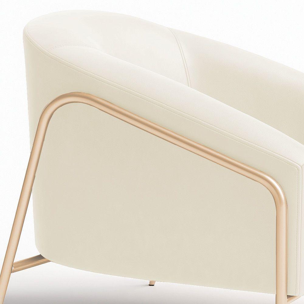 Poltrona Sala Industrial Alta Champanhe Stella Sintético Pu Bege D03 - D'rossi - 7