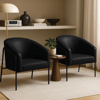 Poltrona Sala Industrial Alta Preto Kit 2 Stella Sintético Pu Preto D03 - D'rossi