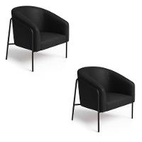 Poltrona Sala Industrial Alta Preto Kit 2 Stella Sintético Pu Preto D03 - D'rossi - 2