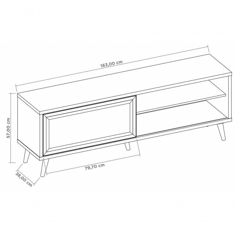 Rack Com Painel Arkansas Off White Com Freijó - Moveisaqui - 2