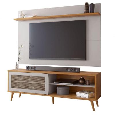 Rack Com Painel Arkansas Off White Com Freijó - Moveisaqui