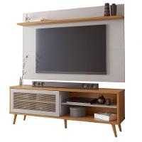 Rack Com Painel Arkansas Off White Com Freijó - Moveisaqui - 1