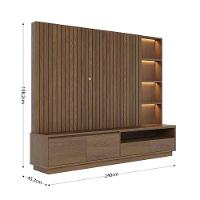 Estante Home Theater Cancún Amêndoa Com Mesa De Centro Jeri Noce Milano Preto Acetinado - Colibri