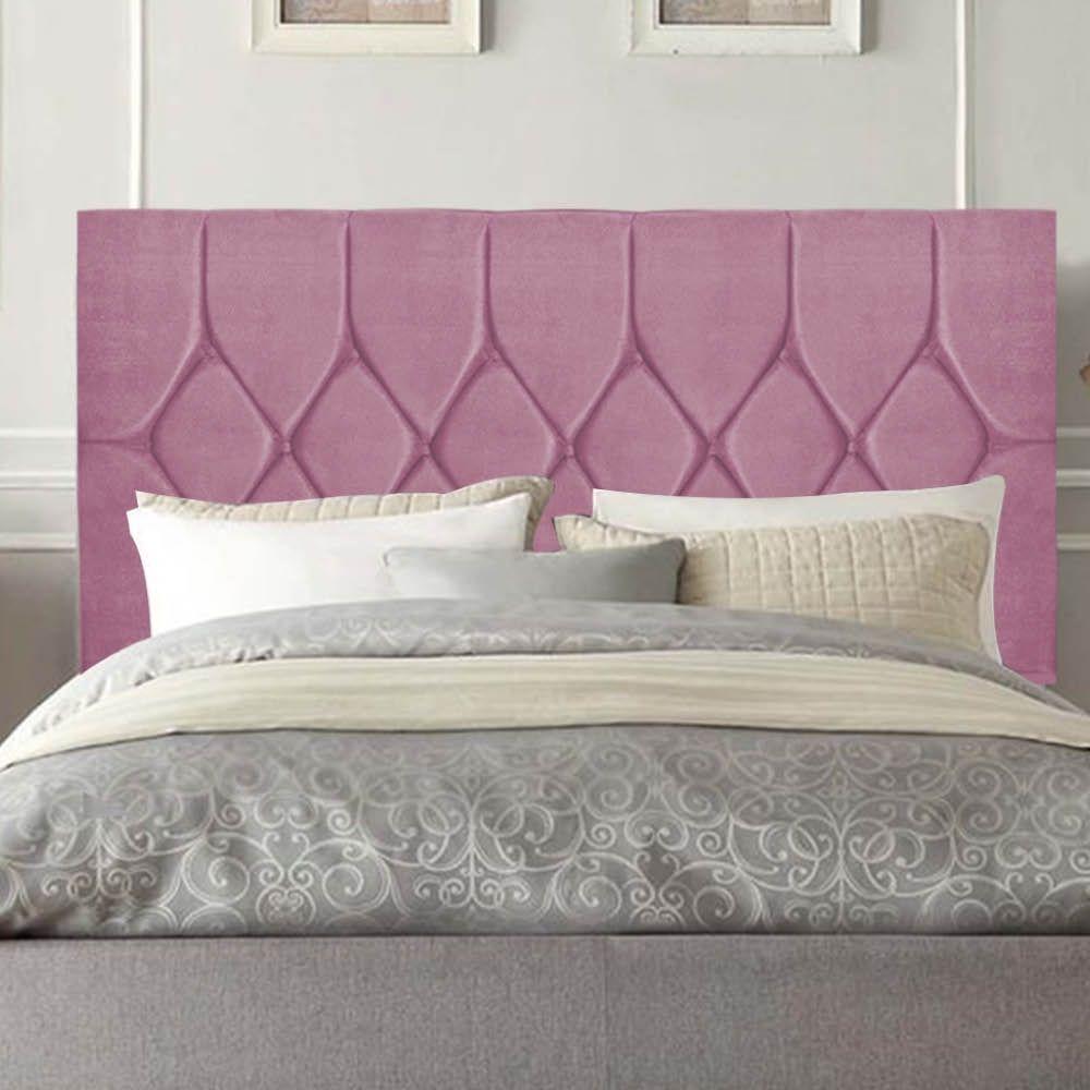 Cabeceira Estofada Cama Box King 195cm Istambul Corino Rosa Bebe- Mabe Magazine - 1