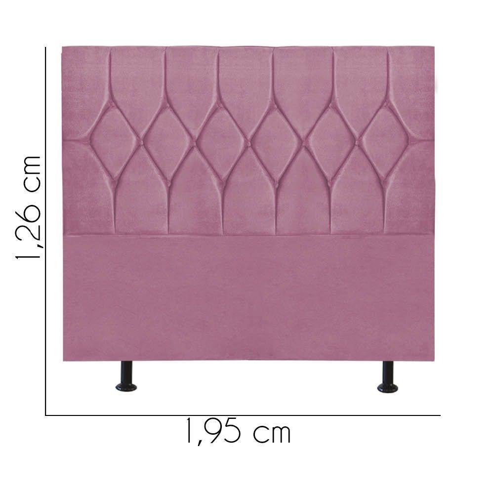 Cabeceira Estofada Cama Box King 195cm Istambul Corino Rosa Bebe- Mabe Magazine - 3