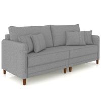 Sofá 3 Lugares Living 192cm Pé Madeira Zoe Linho Cinza Escuro Z08 - Mpozenato - 2