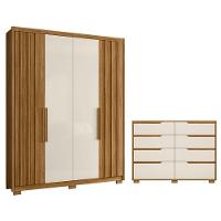 Guarda Roupa Solteiro Califórnia E Cômoda Georgia Freijó Off White - Moval - 1