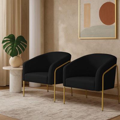 Poltrona Sala Industrial Alta Dourado Kit 2 Stella Suede Preto D03 - D'rossi