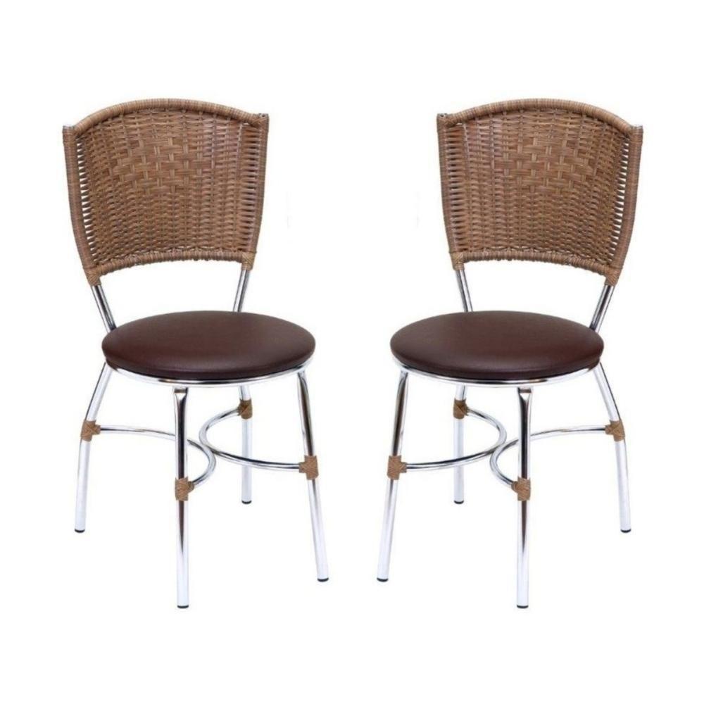 Conjunto 2 Cadeiras De Jantar Com Assento Estofado Multimóveis Cr50131 Marrom - 1