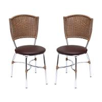Conjunto 2 Cadeiras De Jantar Com Assento Estofado Multimóveis Cr50131 Marrom - 1