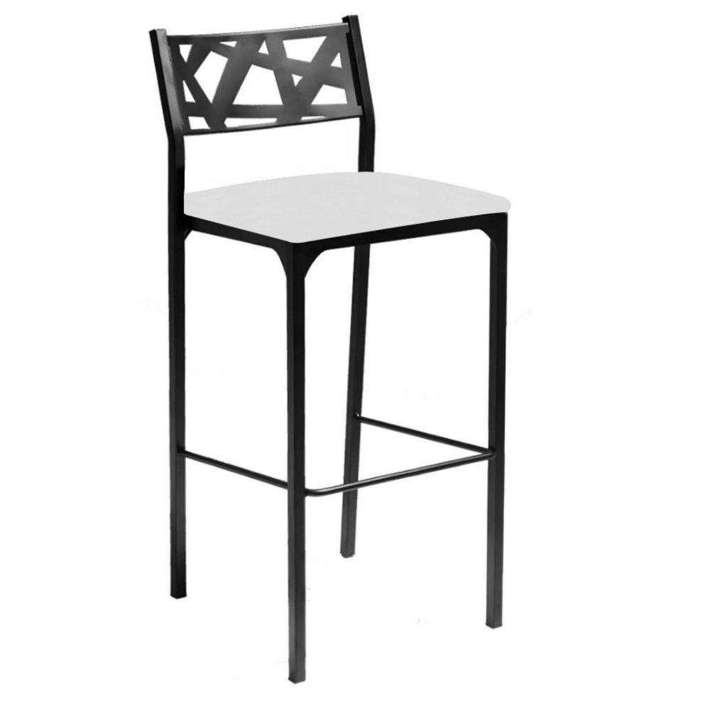 Kit 02 Banquetas Alta Com Encosto Luiza Gourmet Para Balcão Cozinha Suede Branco - Aurora Line - 3