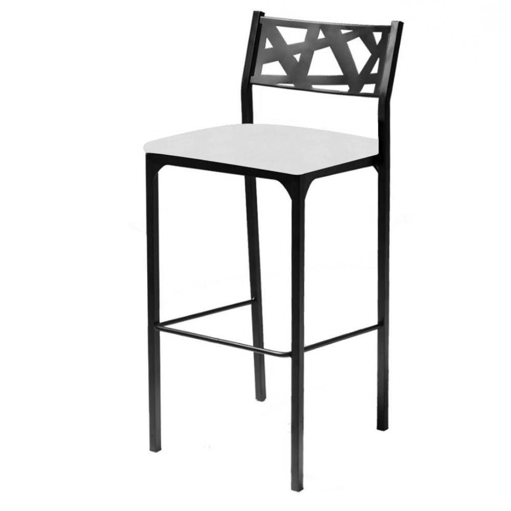 Kit 02 Banquetas Alta Com Encosto Luiza Gourmet Para Balcão Cozinha Suede Branco - Aurora Line - 4