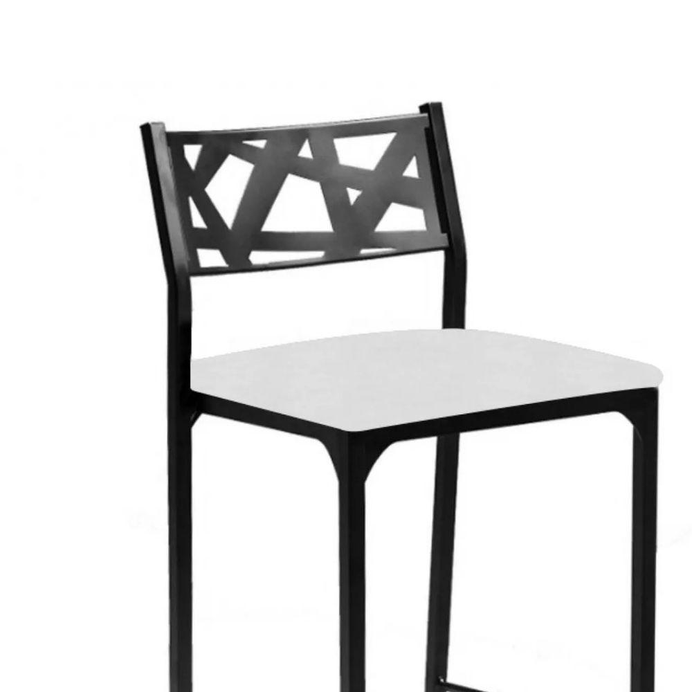 Kit 02 Banquetas Alta Com Encosto Luiza Gourmet Para Balcão Cozinha Suede Branco - Aurora Line - 5