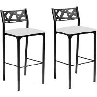 Kit 02 Banquetas Alta Com Encosto Luiza Gourmet Para Balcão Cozinha Suede Branco - Aurora Line - 1