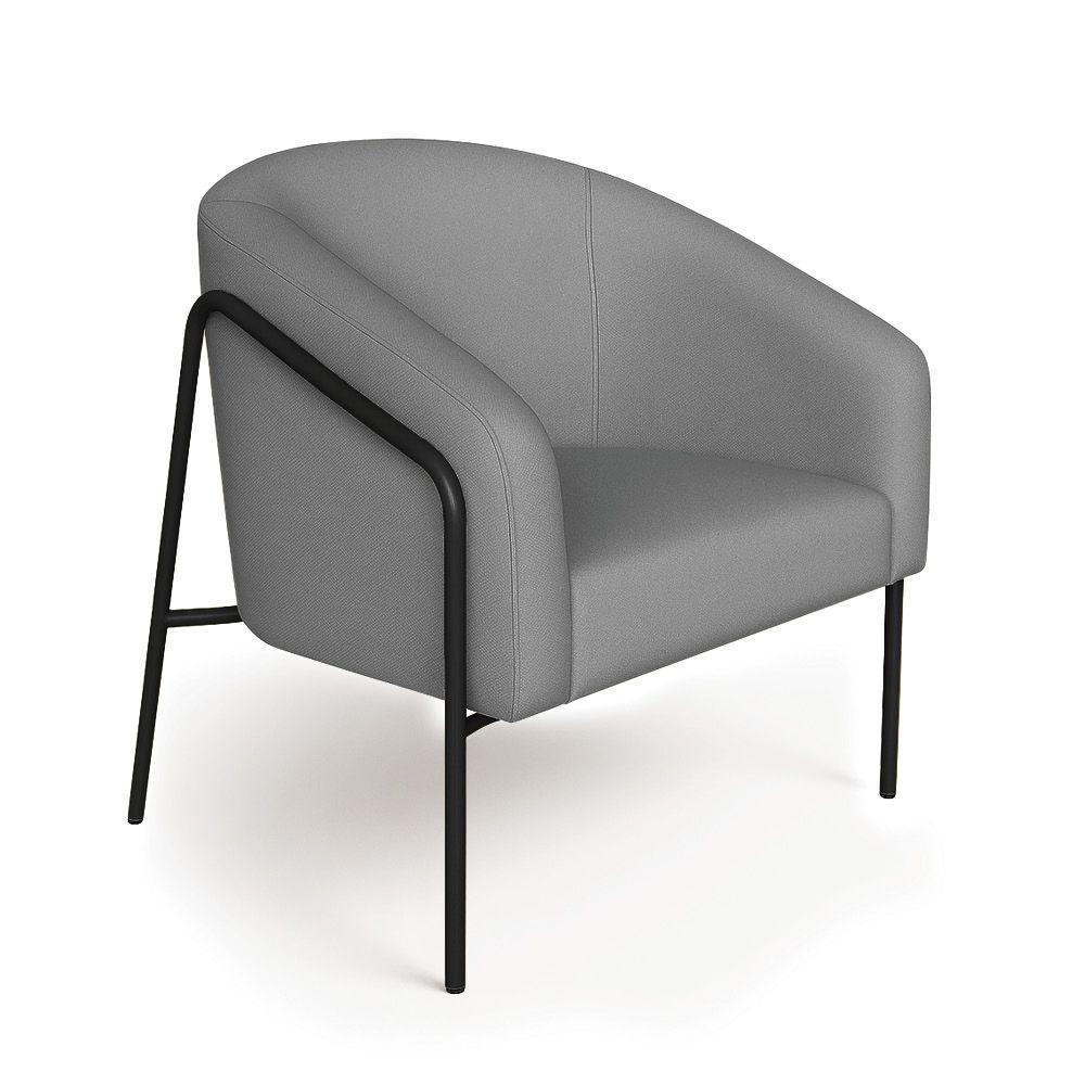 Poltrona Sala Industrial Alta Preto Stella Linho D03 - D'rossi Cor Grafite - 2