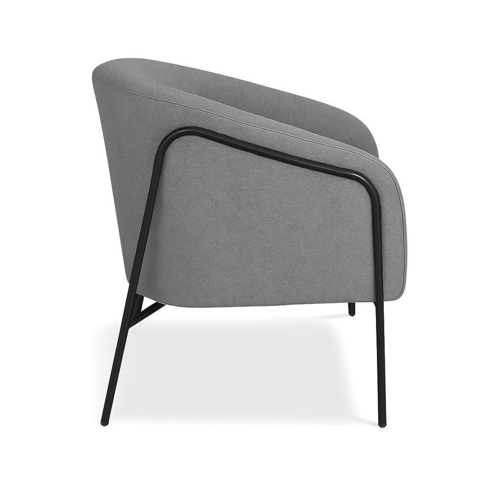 Poltrona Sala Industrial Alta Preto Stella Linho D03 - D'rossi Cor Grafite - 5