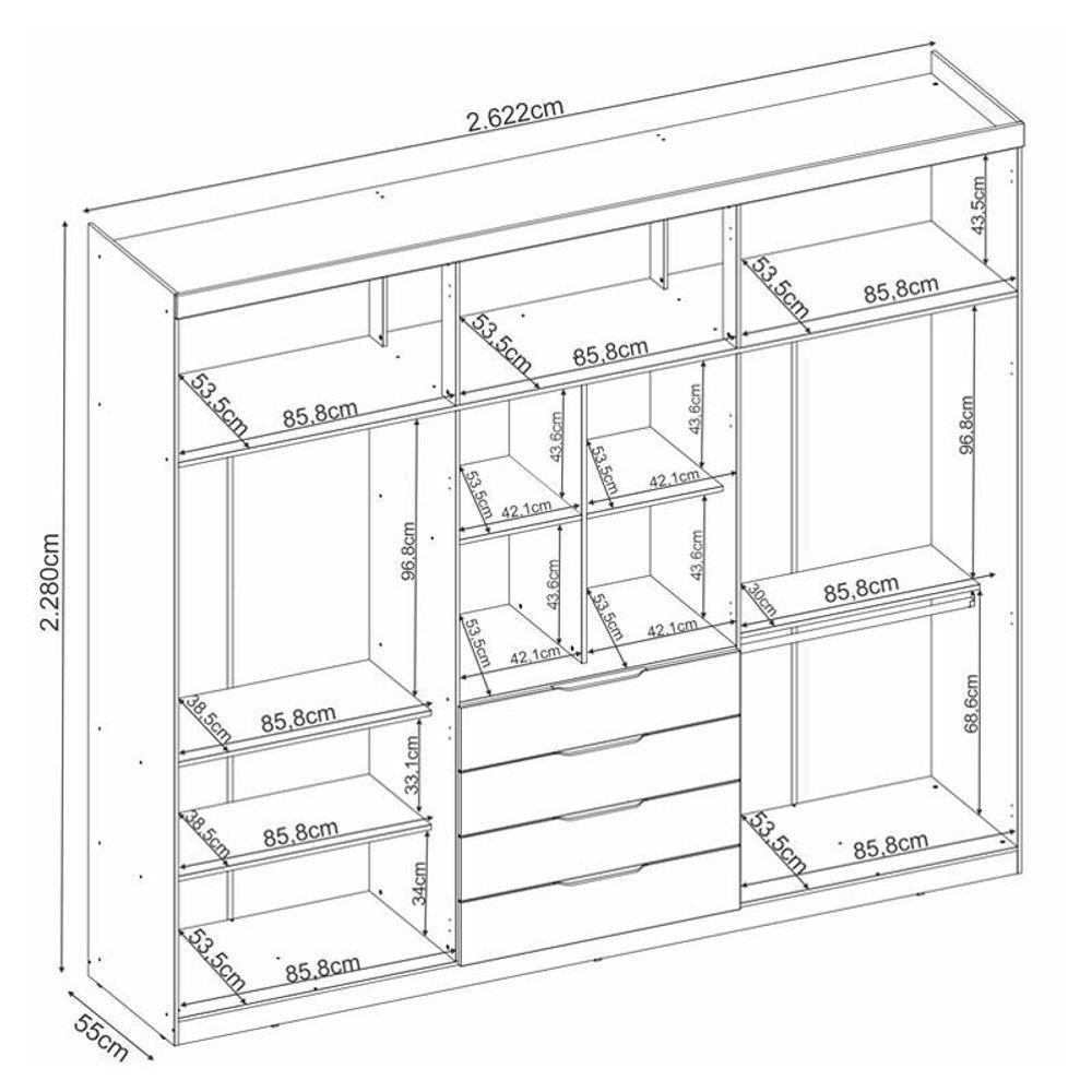 Guarda Roupa Casal Ambiente Giardino 6 Portas Amêndola Nude Prime Tx Com Espelho E Pés - Demóbile - 3