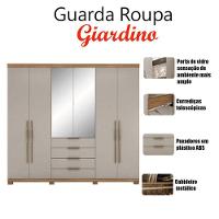 Guarda Roupa Casal Ambiente Giardino 6 Portas Amêndola Nude Prime Tx Com Espelho E Pés - Demóbile