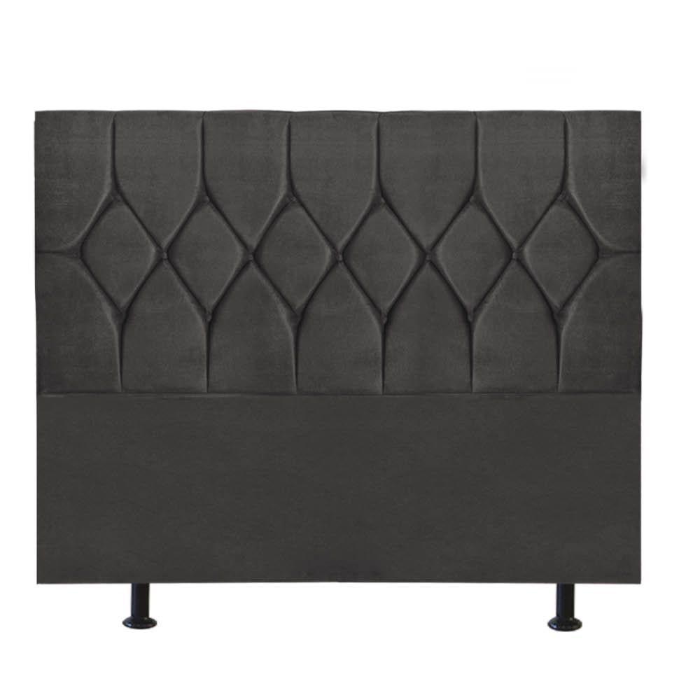 Cabeceira Estofada Cama Box Casal 140cm Istambul Corino Cinza Escuro- Mabe Magazine - 2