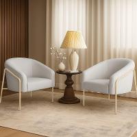 Poltrona Sala Industrial Alta Champanhe Kit 2 Stella Linho Cinza D03 - D'rossi - 1