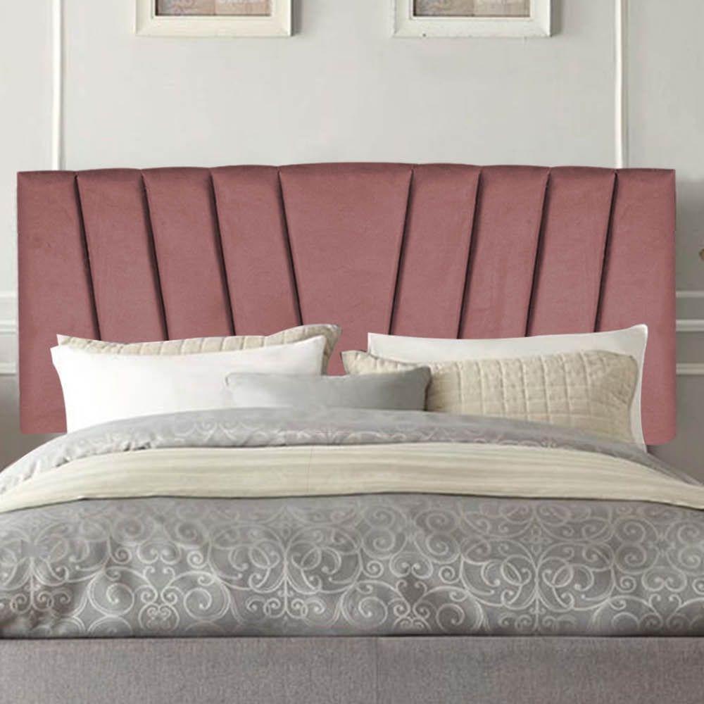 Painel Cabeceira Estofada Bélgica 195cm Cama Box King Suede Rose- Mabe Magazine - 1