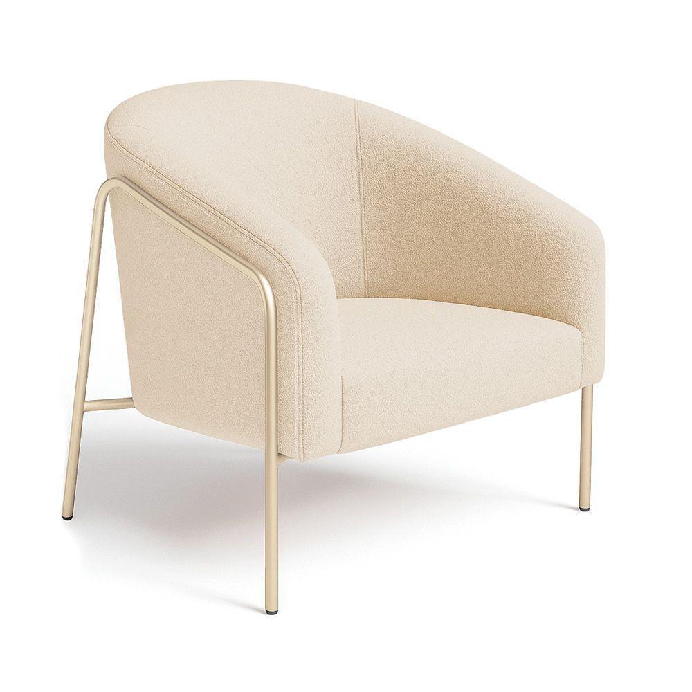 Poltrona Sala Industrial Alta Champanhe Kit 2 Stella Suede D03 - D'rossi Cor Bege - 3