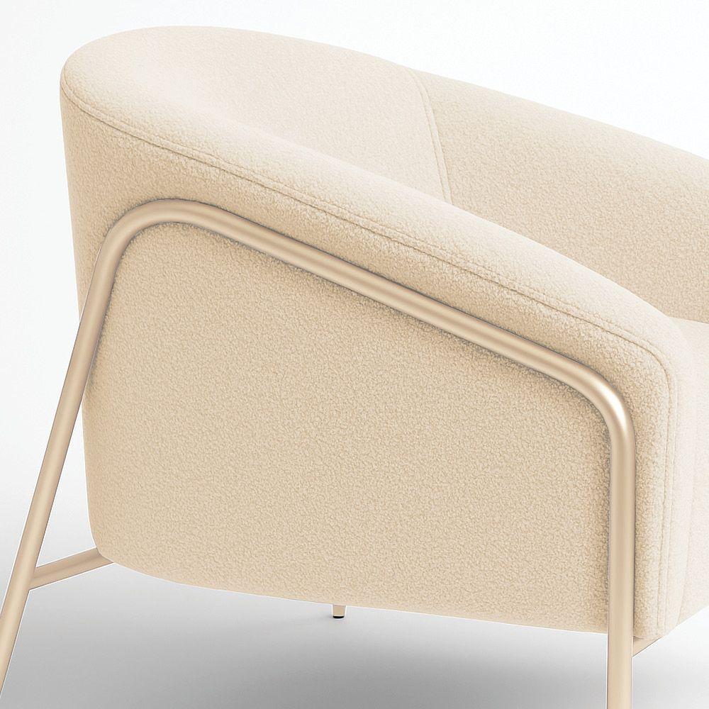 Poltrona Sala Industrial Alta Champanhe Kit 2 Stella Suede D03 - D'rossi Cor Bege - 6