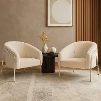 Poltrona Sala Industrial Alta Champanhe Kit 2 Stella Suede D03 - D'rossi Cor Bege - 1