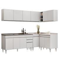 Armário De Cozinha Modulado De Canto 6 Peças Cp33 Com Pia Inox Branco - Lumil - 1