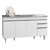 Armário De Cozinha Modulado De Canto 6 Peças Cp33 Com Pia Inox Branco - Lumil - 7
