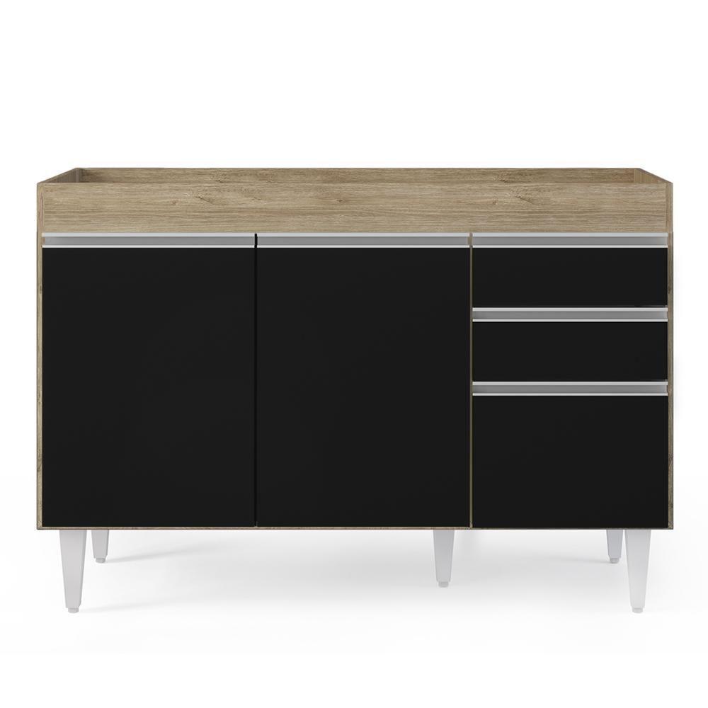 Armário De Cozinha Modulado De Canto 6 Peças Cp28 Balcão Sem Tampo Castanho/preto - Lumil - 7