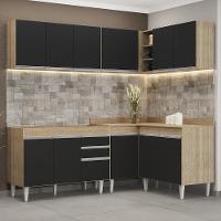 Armário De Cozinha Modulado De Canto 6 Peças Cp28 Balcão Sem Tampo Castanho/preto - Lumil - 2