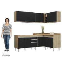 Armário De Cozinha Modulado De Canto 6 Peças Cp28 Balcão Sem Tampo Castanho/preto - Lumil - 5