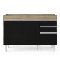 Armário De Cozinha Modulado De Canto 6 Peças Cp28 Balcão Sem Tampo Castanho/preto - Lumil - 7