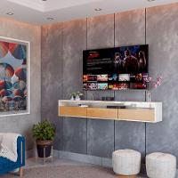 Rack Suspenso Para Tv Life 1.36 Nature Com Off White - Móveisaqui - 2