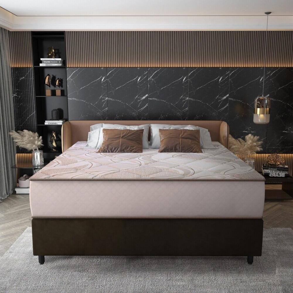 Cama Box Conjugado Queen Com Colchão 158x70x198 Supreme Malha D33 Gazin Cr35368 Bege Marrom - 1