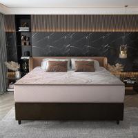 Cama Box Conjugado Queen Com Colchão 158x70x198 Supreme Malha D33 Gazin Cr35368 Bege Marrom - 1