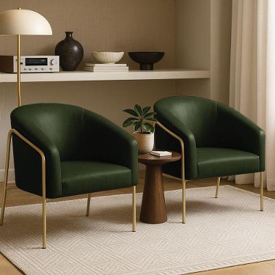 Kit 2 Poltronas Sala Industrial Alta Stella D03 Couro Sintético Verde D'Rossi