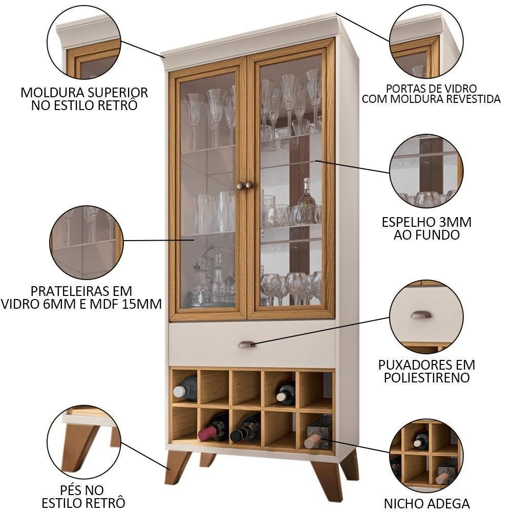 Cristaleira Adega Sala De Jantar ópera Off White-cinamomo - Hb Móveis - 3