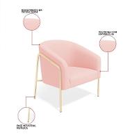 Poltrona Sala Industrial Alta Champanhe Kit 2 Stella Suede Rosa Bebê D03 - D'rossi - 3