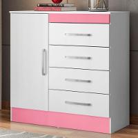 Gaveteiro 1 Porta Silvie Branco Rosa - 1