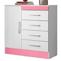 Gaveteiro 1 Porta Silvie Branco Rosa - 3